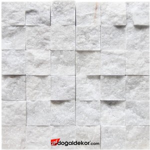 Patlatma Taş Duvar Simli Beyaz Mermer 5x5cm  -DT1563